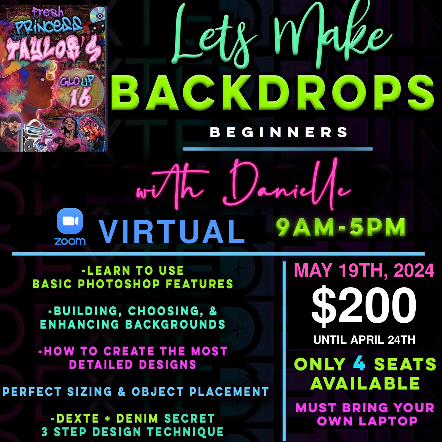 June 23rd- Make Up Class LET'S MAKE BACKDROPS! for Beginners