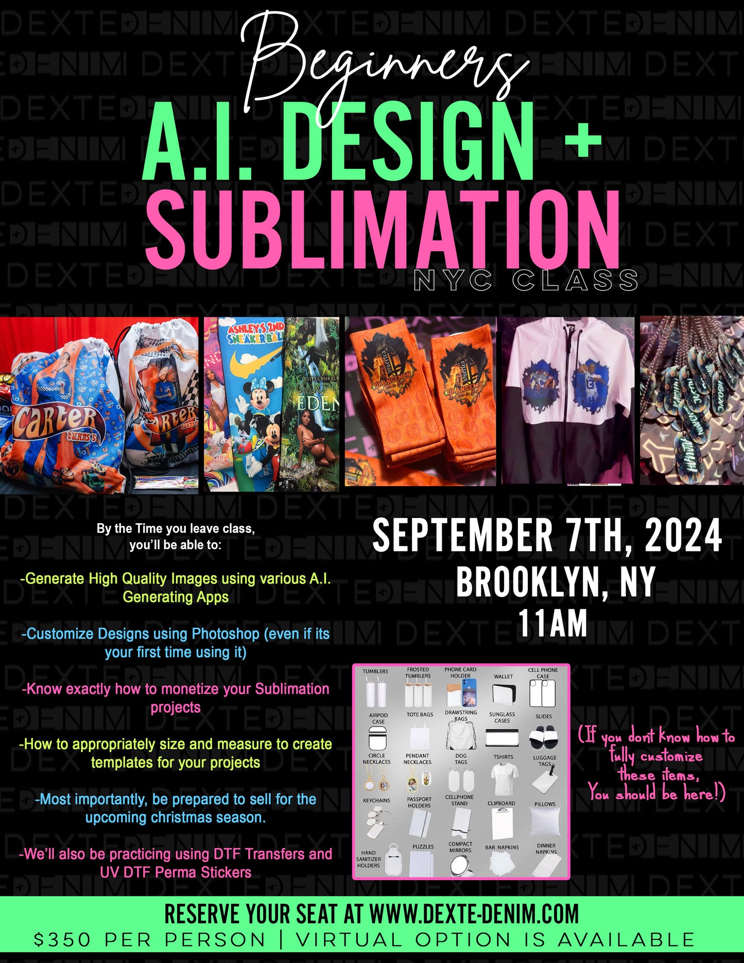 Sept. 7th NYC- Design & Sublimate Class