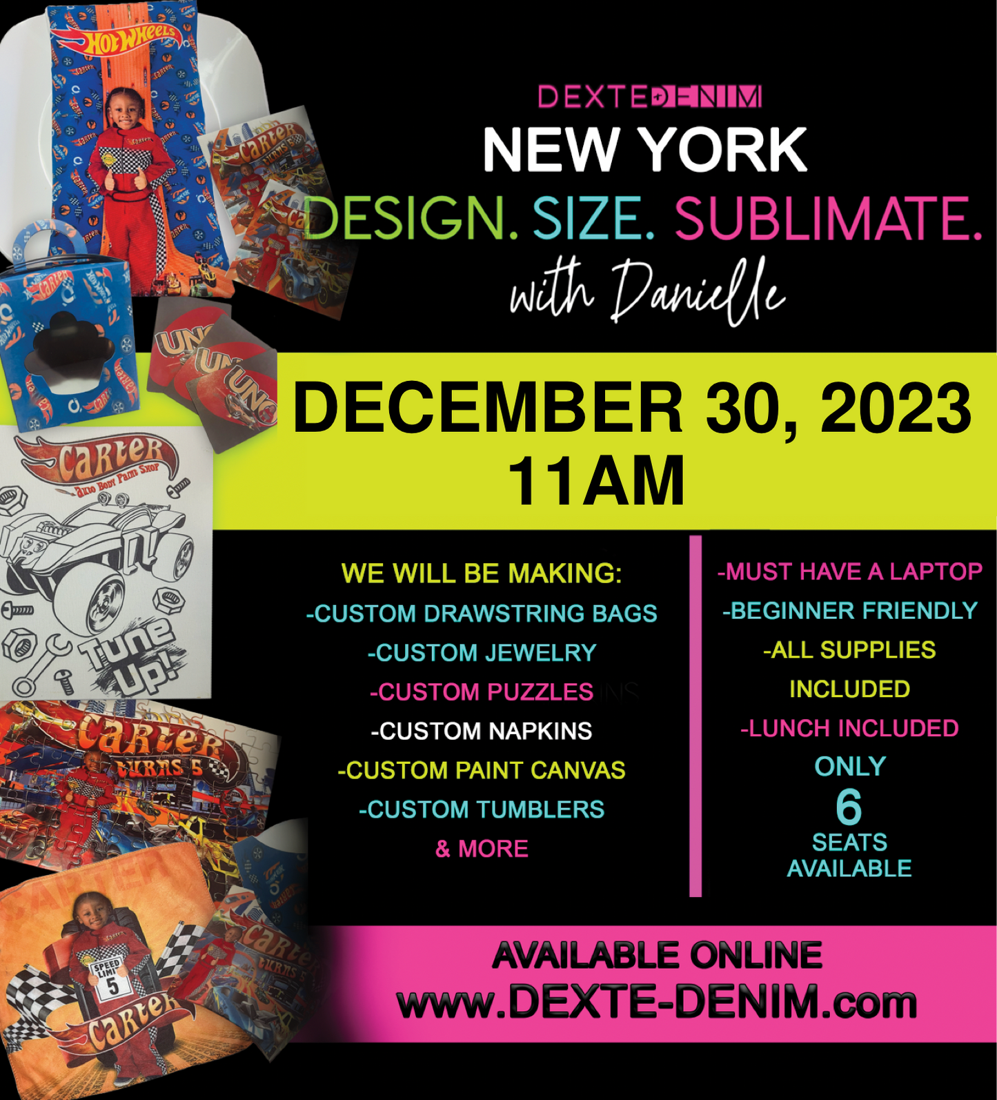 Dec 30- Design & Sublimate Class