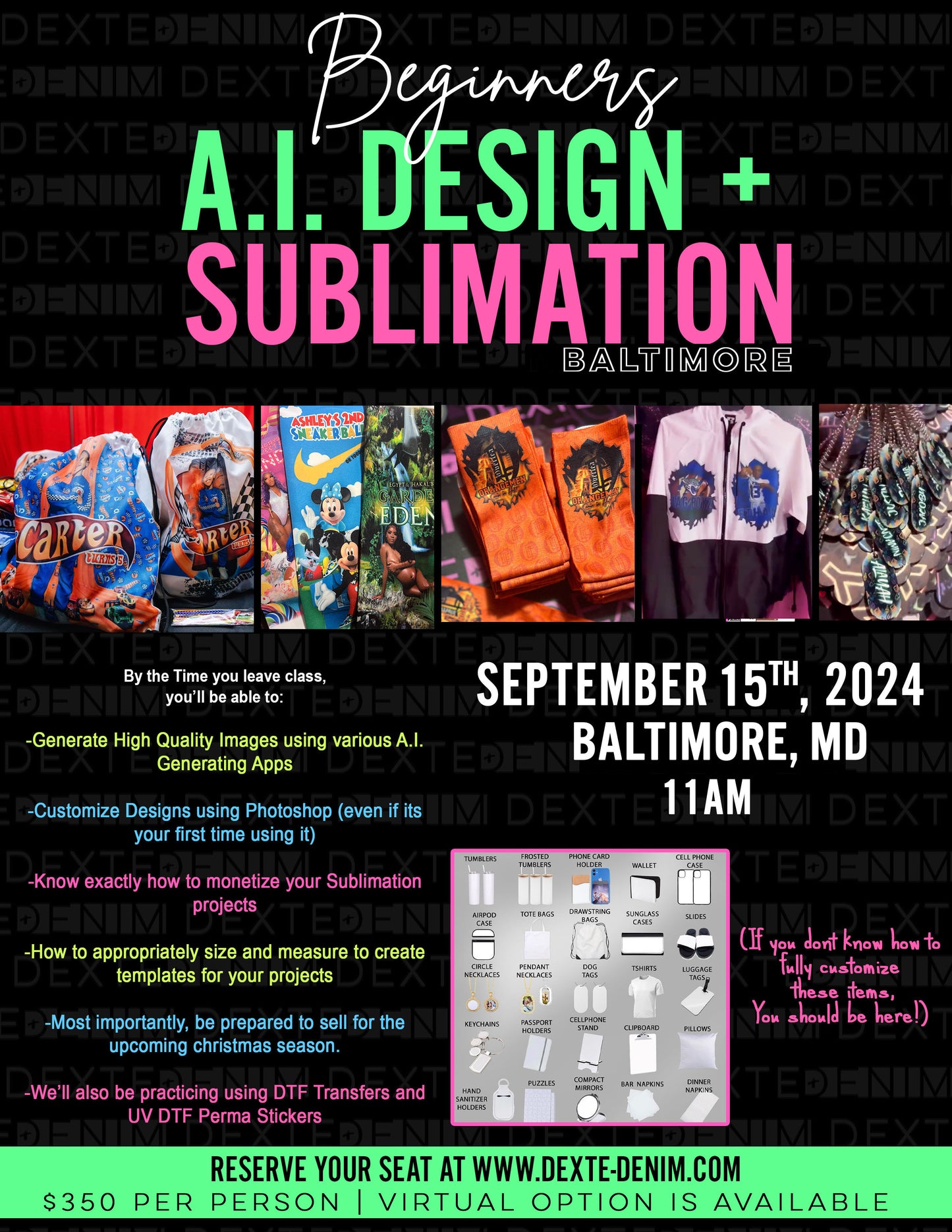 Sept. 15th DMV- Design & Sublimate Class
